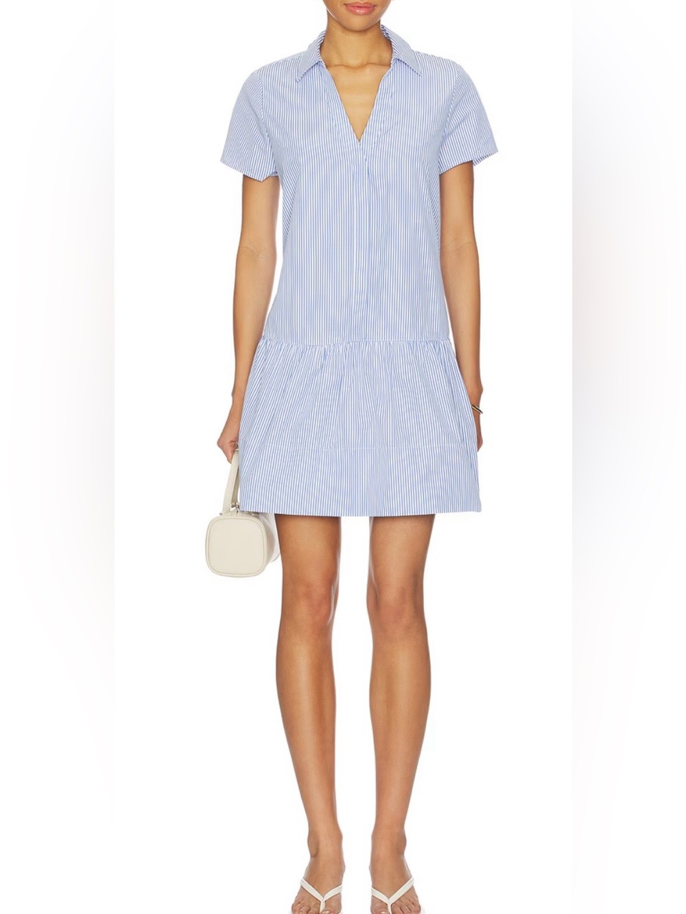 Brochu Walker Blue and White Stripe Short-Sleeve Shirt Dress